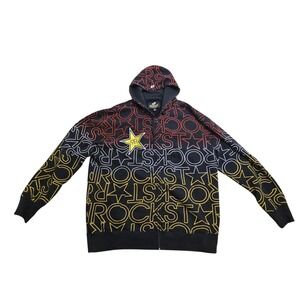 One Industries‎ Rockstar Energy Hoodie XL Black Red All Over Print Full Zip